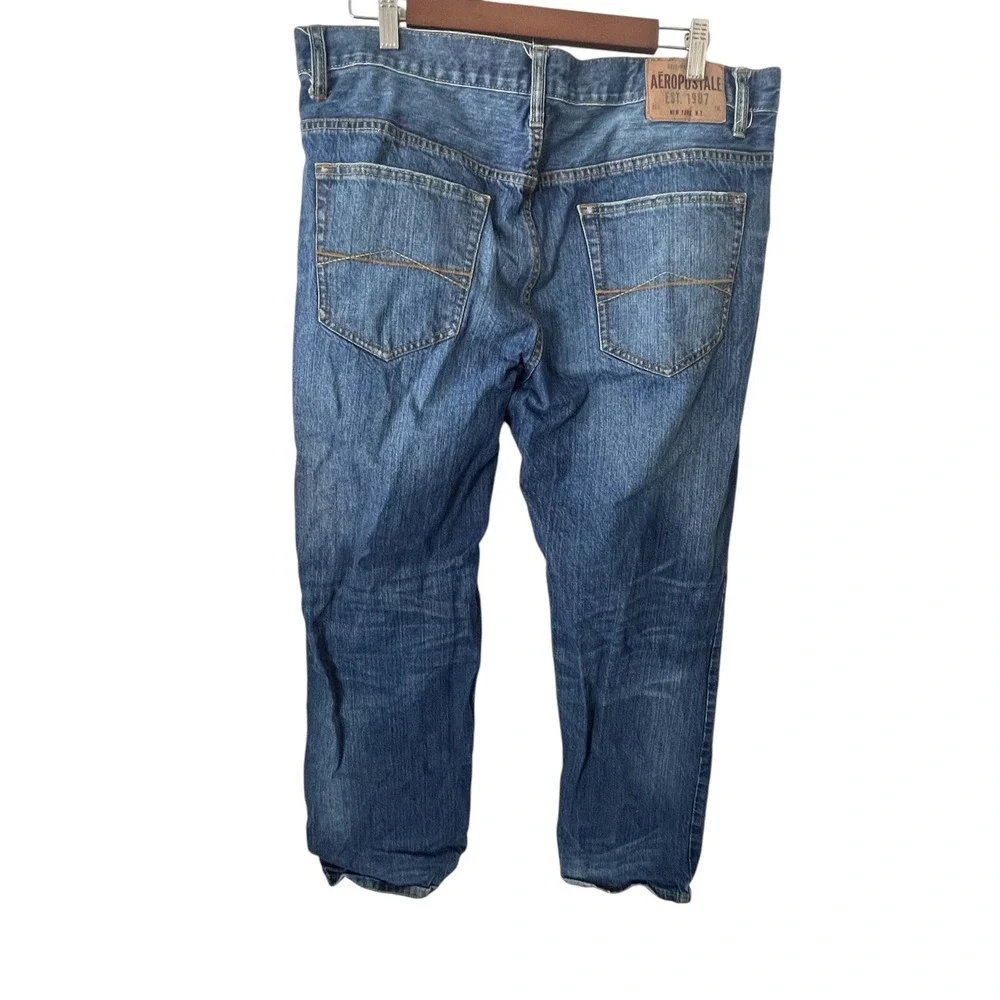 AEROPOSTALE Bowery Slim Straight‎ Denim Jeans Mens Size 36x30 Distressed